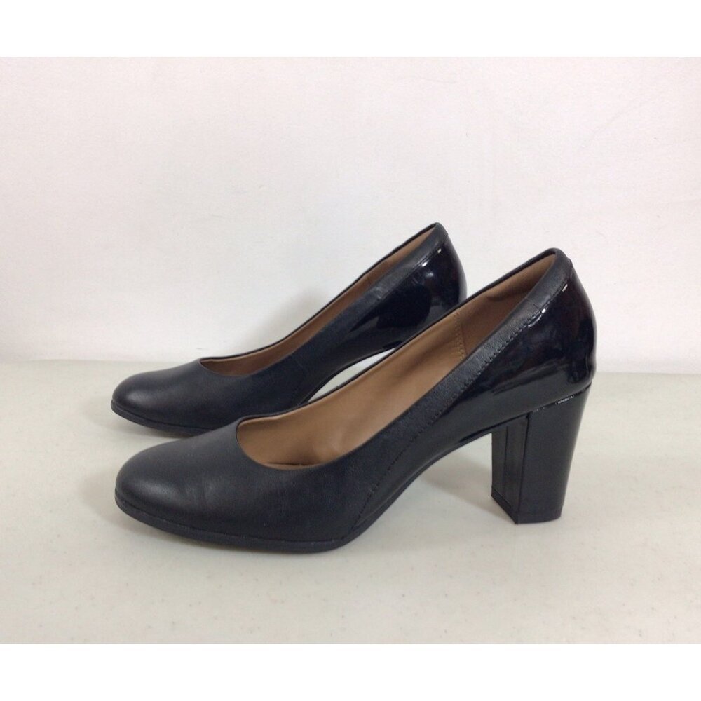 Clarks Leather Block Heel Shoes Womens Sz. 9